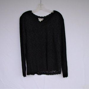 Winter Silk lined blouse with floral lace size L